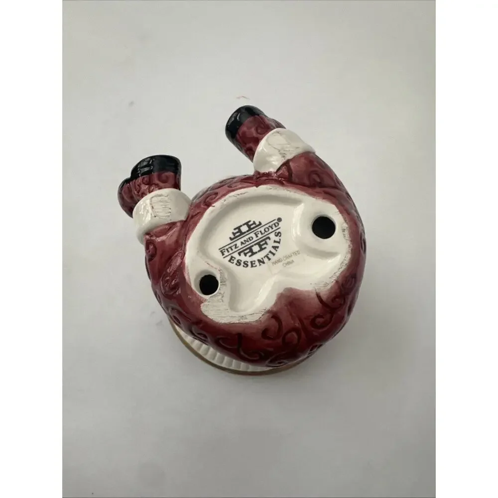 FITZ AND FLOYD Christmas Santa Pillar Candle Holder Candy Dish Ceramic